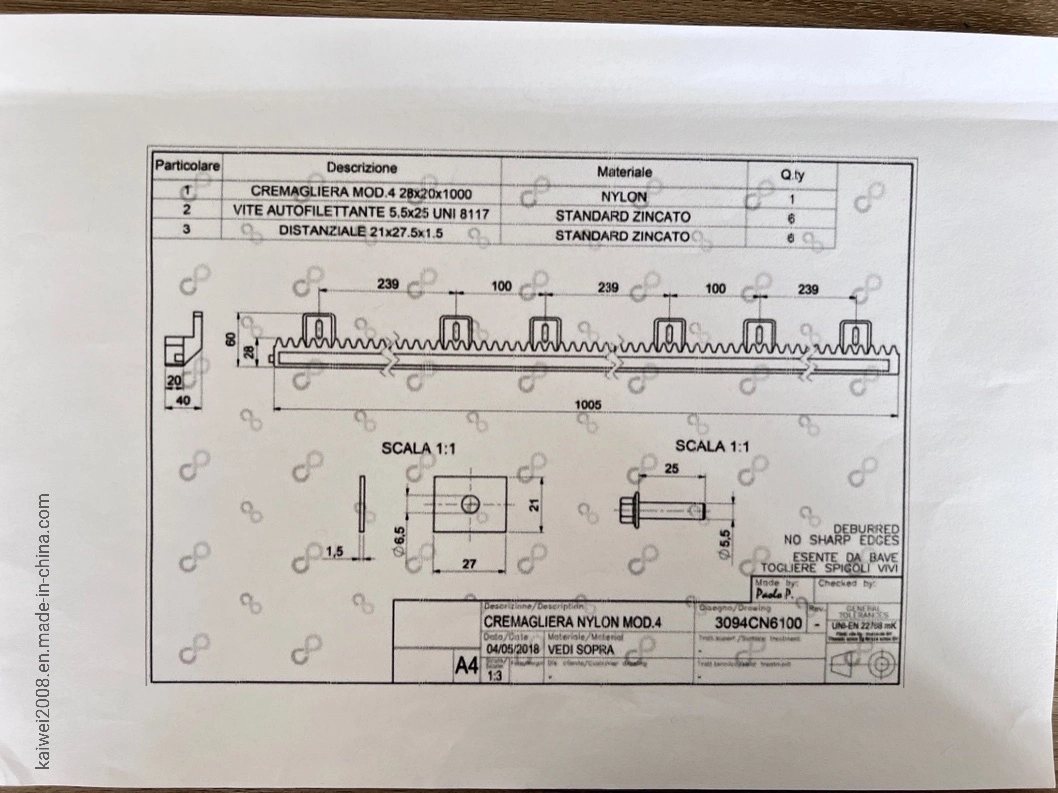 M4 8*30*1998 Gear Rack for Sliding Door or Automatic Gate